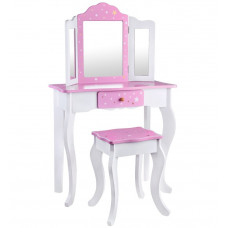 Masă de toaletă cu scaun pentru copii Inlea4Fun ZA3718 alb-roz Preview