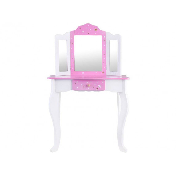 Masă de toaletă cu scaun pentru copii Inlea4Fun ZA3718 alb-roz