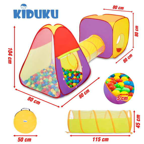Cort de joacă pentru copii cu tunel - KIDUKU