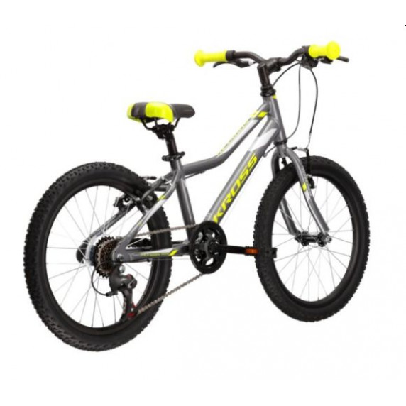 Bicicletă pentru copii - KROSS HEXAGON MINI 1.0 SR 11" 2022 - grafit lucios/lime/argintiu