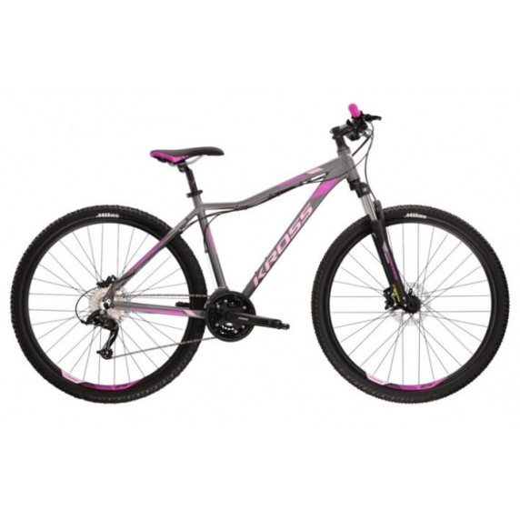 Bicicletă de munte femei - LEA 5.0 DXS 16 "2022 KROSS MTB WOMAN - grafit mat / roz / violet