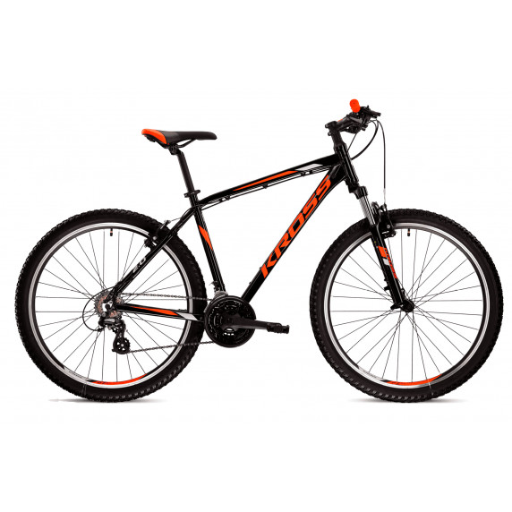 Bicicletă de munte bărbați - KROSS MTB HEXAGON 2.0 L 21" 2022  - negru / portocaliu /gri lucios