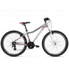 Bicicletă de munte pentru femei - KROSS MTB WOMAN LEA 2.0 15" XS 2022 - argintiu mat / alb / roz Preview