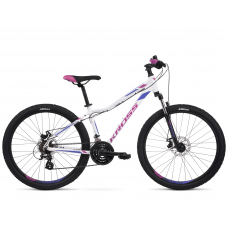 Bicicletă de munte pentru femei - LEA 3.0 19" M 2022 KROSS MTB WOMAN - alb lucios/ violet Preview