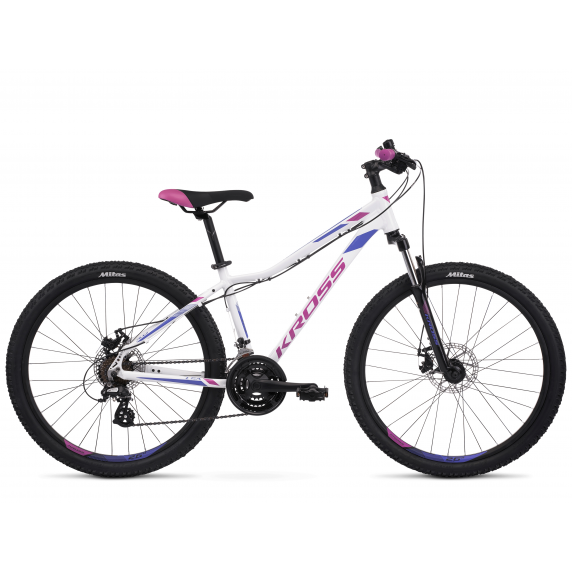 Bicicletă de munte pentru femei - LEA 3.0 19" M 2022 KROSS MTB WOMAN - alb lucios/ violet
