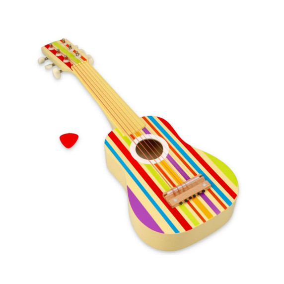 Chitară de jucărie din lemn cu 6 corzi - LELIN