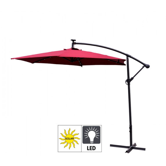 Umbrelă soare - 300 cm - roșu închis - Aga EXCLUSIV LED