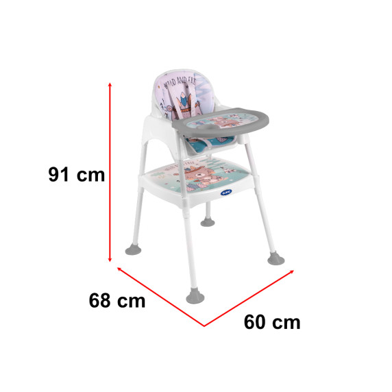 Scaun de masă bebe multifuncțional -  3 în 1- albastru