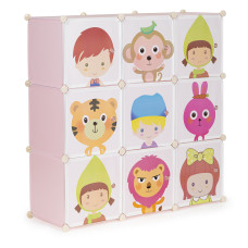 Dulap modular pentru copii - 9 recipiente - roz Preview