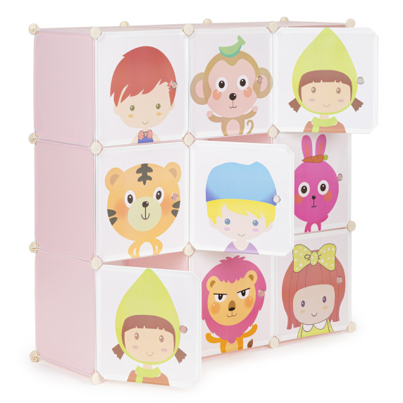 Dulap modular pentru copii - 9 recipiente - roz