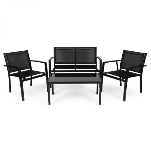Set masă grădină cu 2 scaune și fotoliu - ModernHome - negru