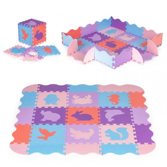 Covoraș din spumă, puzzle - 25 elemente - iPLAY - violet/roz