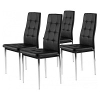 Set scaune cu picioare metalice - 4 bucăți - negru 