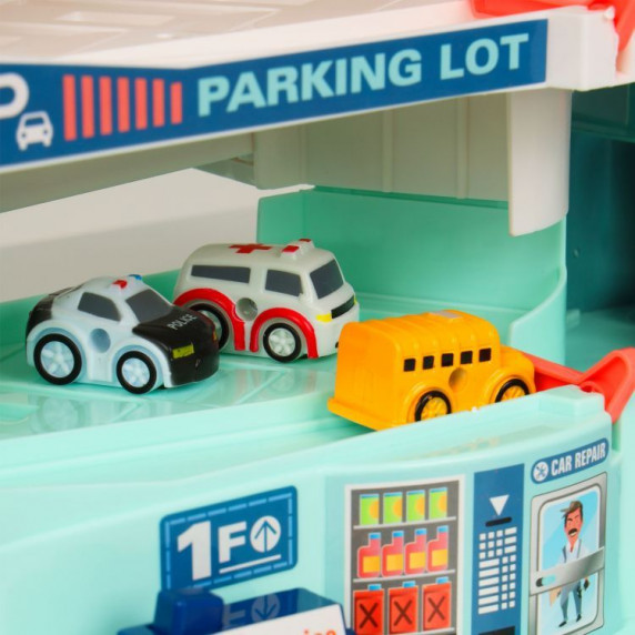 Parcare auto de jucărie cu lift și mașinuțe - ECO TOYS