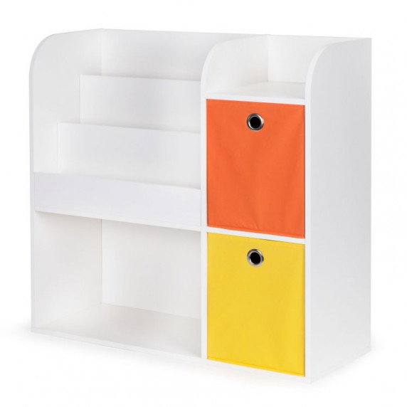 Raft pentru depozitare jucării ECOTOYS - alb/portocaliu/galben
