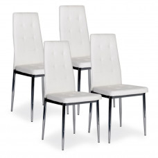 Set scaune cu picioare metalice - 4 bucăți - alb 