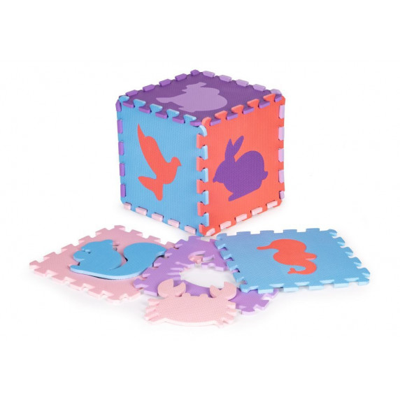 Covoraș din spumă, puzzle - 25 elemente - iPLAY - violet/roz