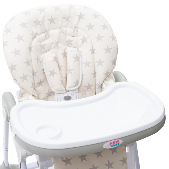 Scaun de masă bebe - NEW BABY Gray Star - alb/bej, steluțe