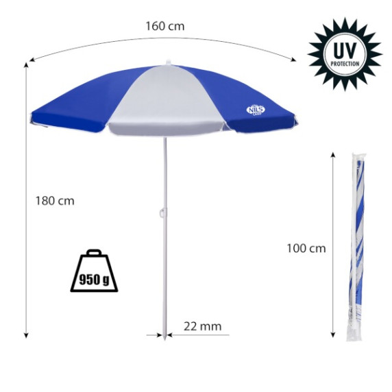 Umbrelă soare - 160 cm - NILS Camp NC7813 
