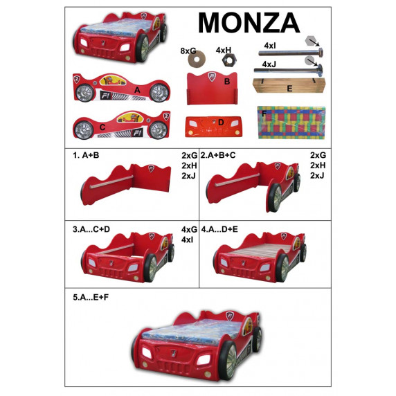 Pat pentru copii - Monza Inlea4Fun - roșu