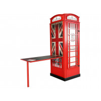Dulap cu birou - 2în1 - cabină telefonică - roșu 