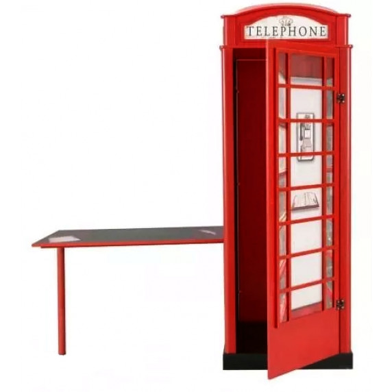 Dulap cu birou - 2în1 - cabină telefonică - roșu
