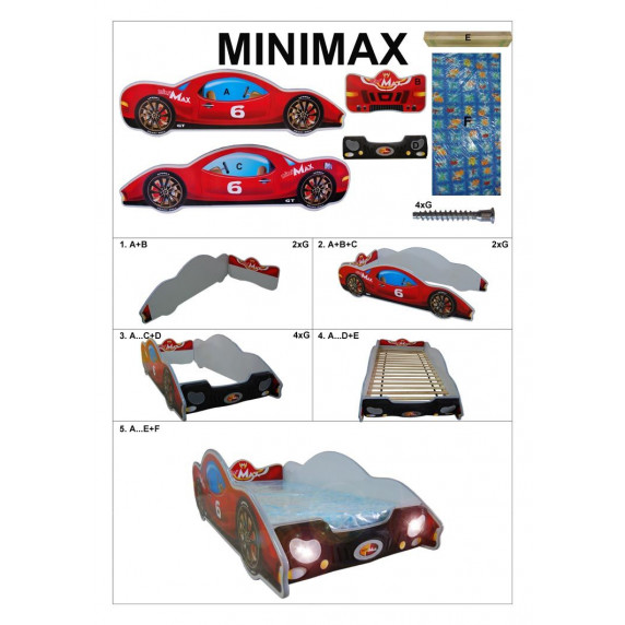 Pat pentru copii Minimax mic - roșu - Inlea4fun