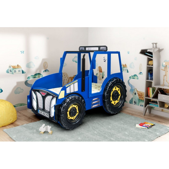 Pat pentru copii - tractor - albastru - Inlea4Fun