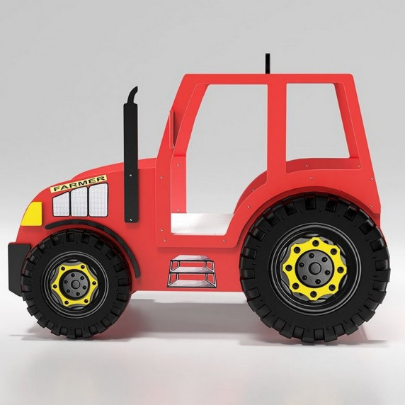 Pat pentru copii - tractor Farmer - roșu - Inlea4Fun