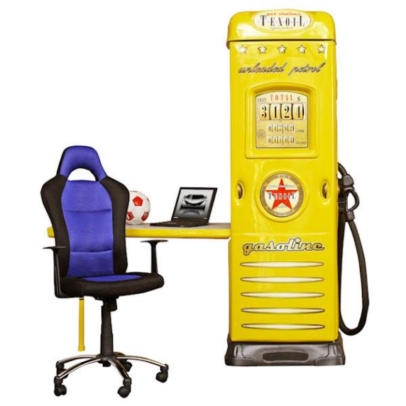 Dulap cu birou - 2în1 - benzinărie- Inlea4fun - galben