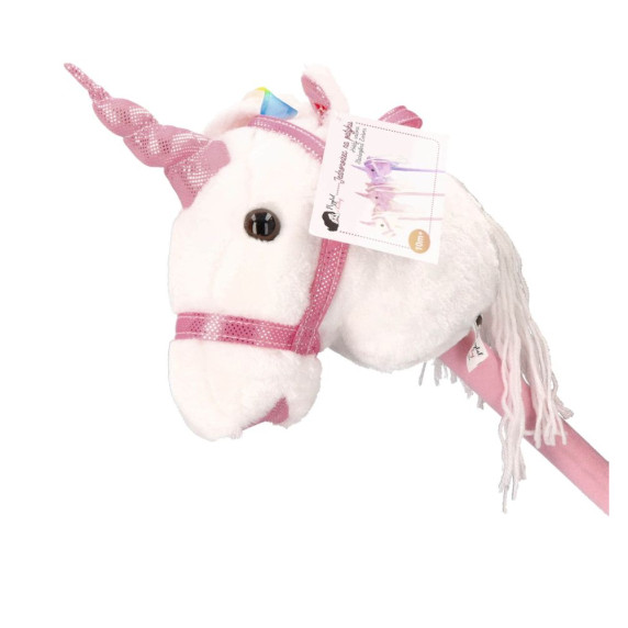 Băț de călărit din pluș - unicorn - alb