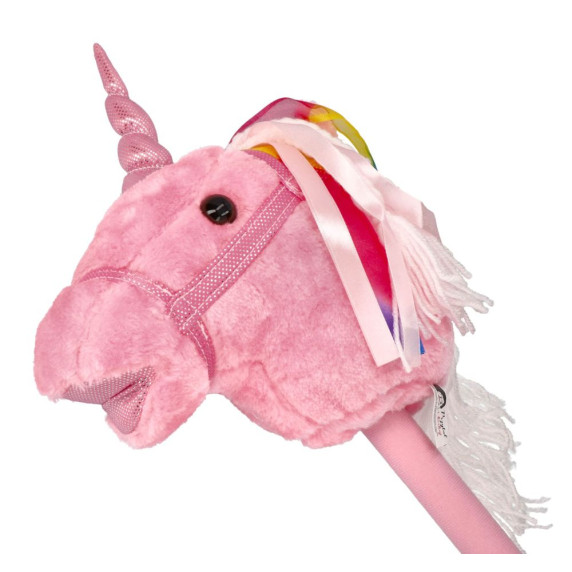 Băț de călărit din pluș - unicorn - roz