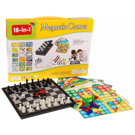 Joc de societate magnetic 18în1 - Inlea4Fun MAGNETIC GAMES