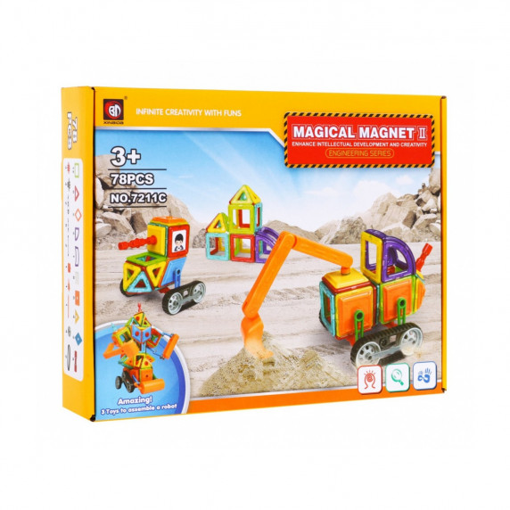 Jucărie de construcție magnetică - 78 piese - Inlea4Fun MAGICAL MAGNET
