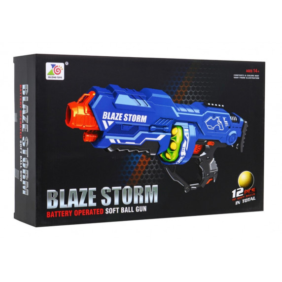 Pistol pentru copii cu bile de spumă, albastru Blaze Storm Inlea4fun 