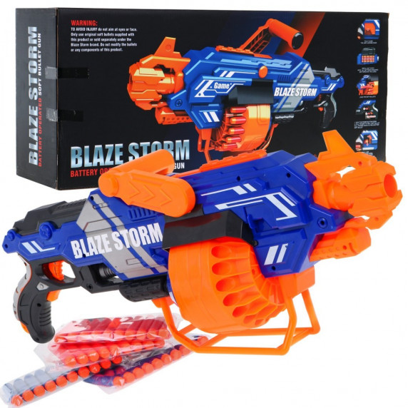 Pistol pentru copii cu cartușe de burete - Inlea4Fun BLAZE STORM Large Machine Gun