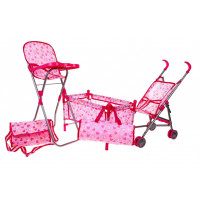 Pătuț de jucărie, cărucior și scaun de masă bebe - Inlea4Fun 