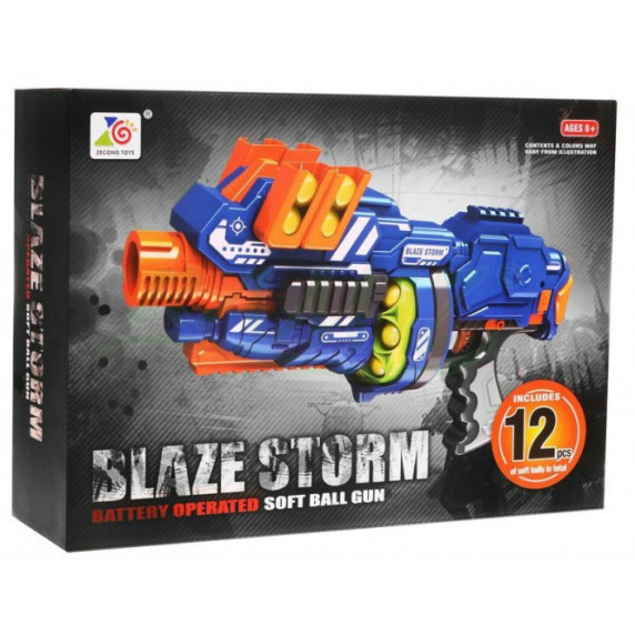 Pistol pentru copii cu 12 cartușe de burete - BLAZE STORM 