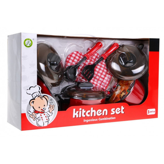 Set de gătit pentru copii, cu ustensile, oale, multe accesorii, Kitchen Set Inlea4Fun