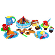 Set aniversal cu tort de jucărie și 80 de accesorii - Inlea4Fun SWEET CAKE - albastru Preview