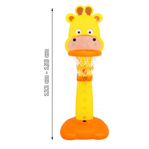 Set baschet pentru copii, formă de girafă, reglabilă, cu accesorii Inlea4fun 
