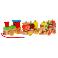 Trenuleț lemn cu cuburi colorate - Inlea4Fun VIVI VOOD TOY 