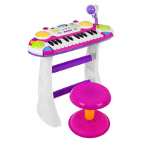 Pian electric de jucărie cu scaun - Inlea4Fun MUSICAL KEYBORD - roz 