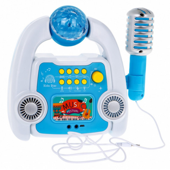 Set karaoke cu microfon și amplificator - albastru