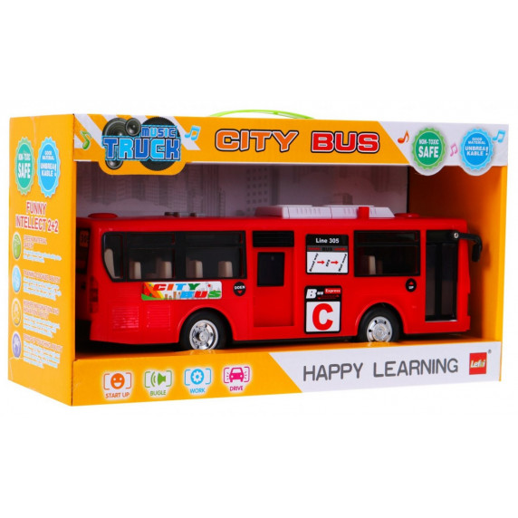 Autobuz de jucărie - roșu - Inlea4Fun CITYBUS
