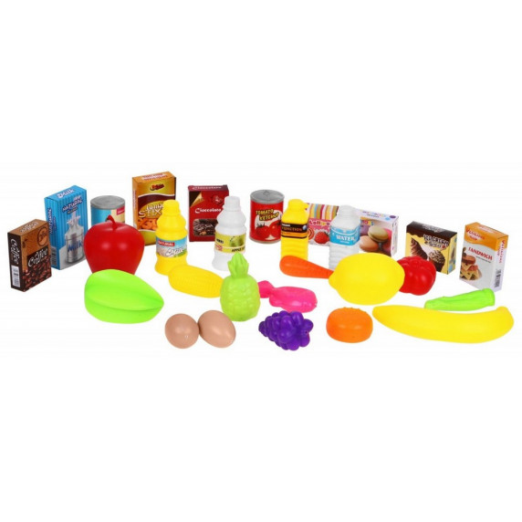 Coș de cumpărături pentru copii cu alimente - Inlea4Fun KIDS SUPERMARKET