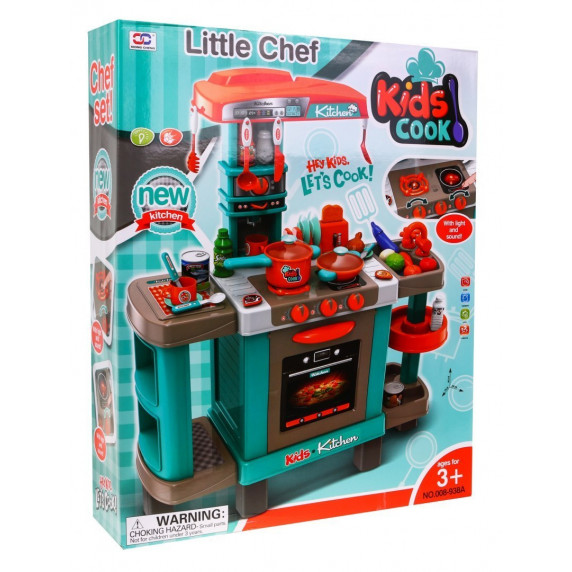 Bucătărie pentru copii din plastic - Inlea4Fun LITTLE CHEF - turcoaz