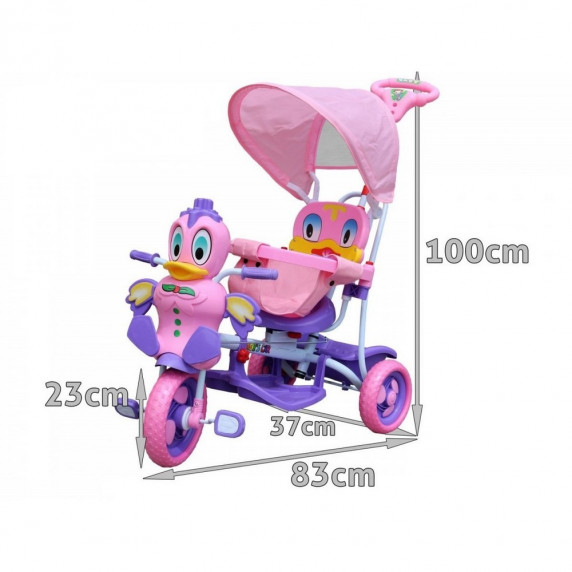Tricicletă pentru copii- rață - roz - Inlea4Fun