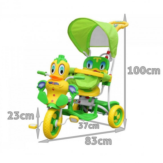 Tricicletă pentru copii- rață - verde - Inlea4Fun