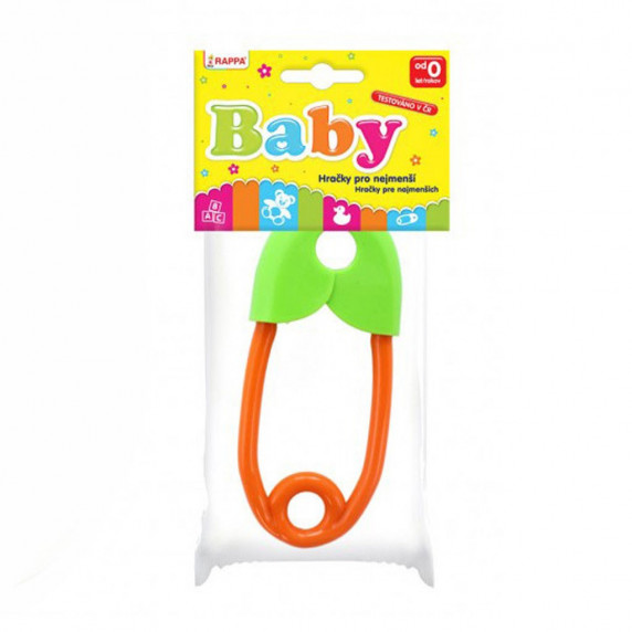 Jucărie zornăitoare bebe - ac de siguranță - Rappa - portocaliu/verde